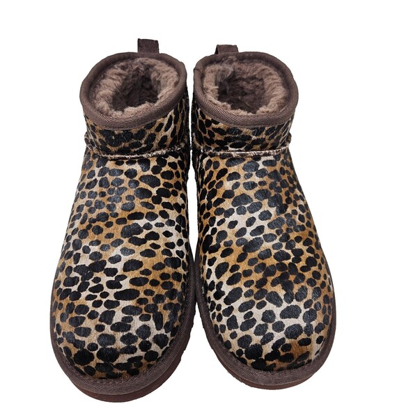 UGG Classic Ultra Mini Caspian Boots Burnt Cedar Size 8 Calf Hair WORN ONCE - Picture 3 of 10